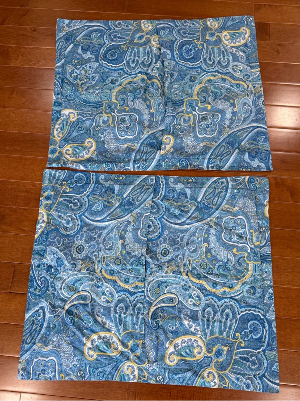 Lauren Ralph Lauren Blue Paisley Cotton Standard Pillow Shams Cases Set of 2 - Picture 3 of 4